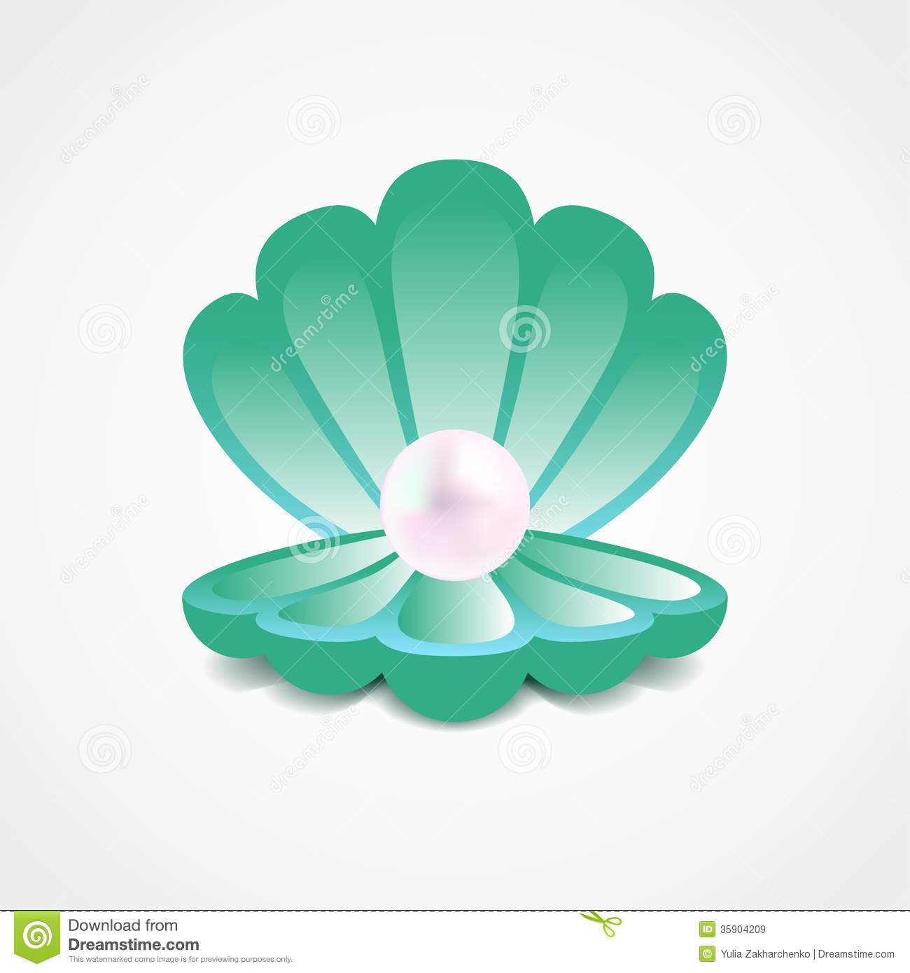 Vector Sea Green Shell With A Pearl Inside Royalty Free Stock Images