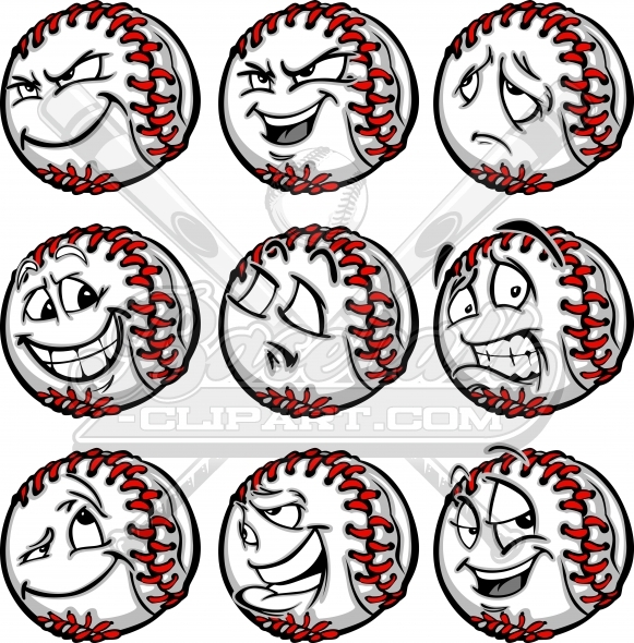 Cartoon Baseball Clipart  Angry Screaming Cartoon Baseball Face Image 