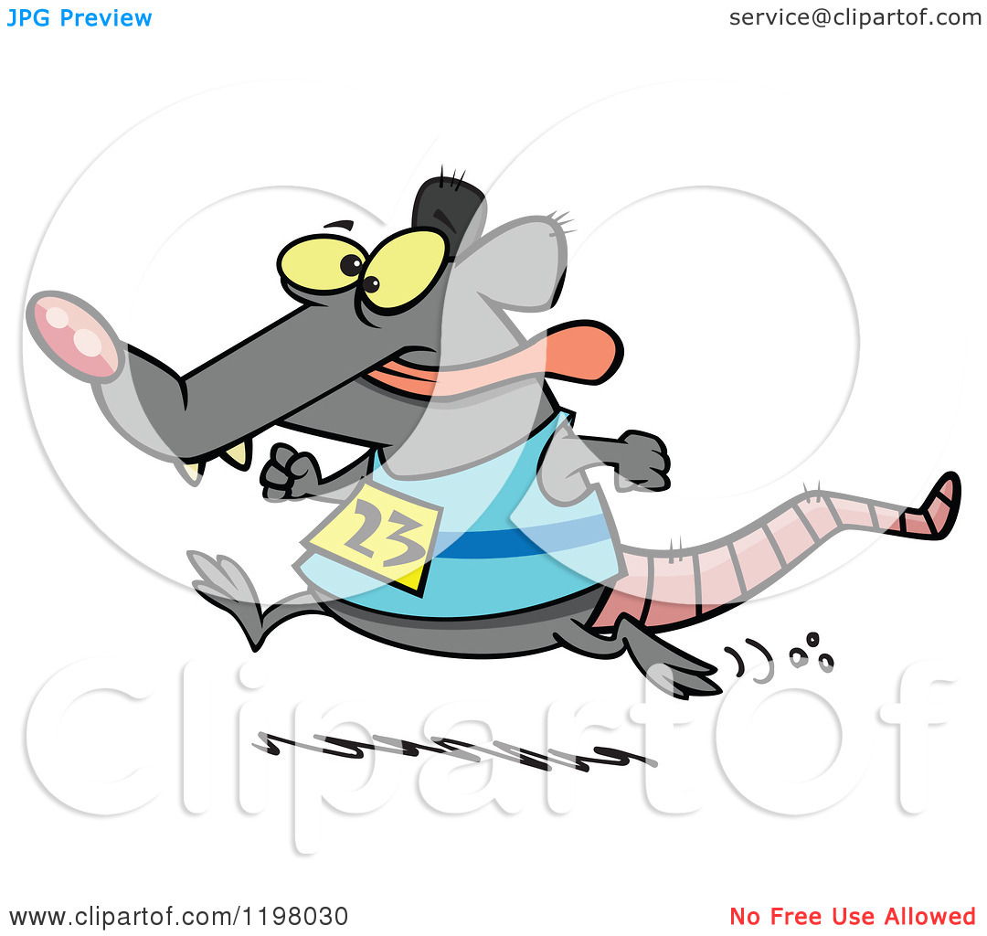 Cartoon Of A Rat Running A Race   Royalty Free Vector Clipart By Ron