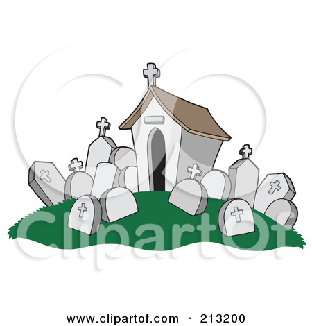 Clipart Illustration Of A Broken And Cracked Tombstone In A Cemetery