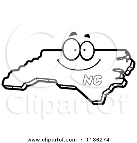 Outlined Happy North Carolina State Character