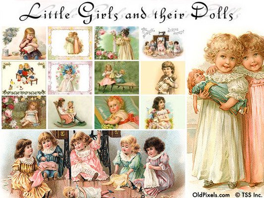 12 Vintage Clip Art Illustrations Of Little Girls   Dolls   Downloa