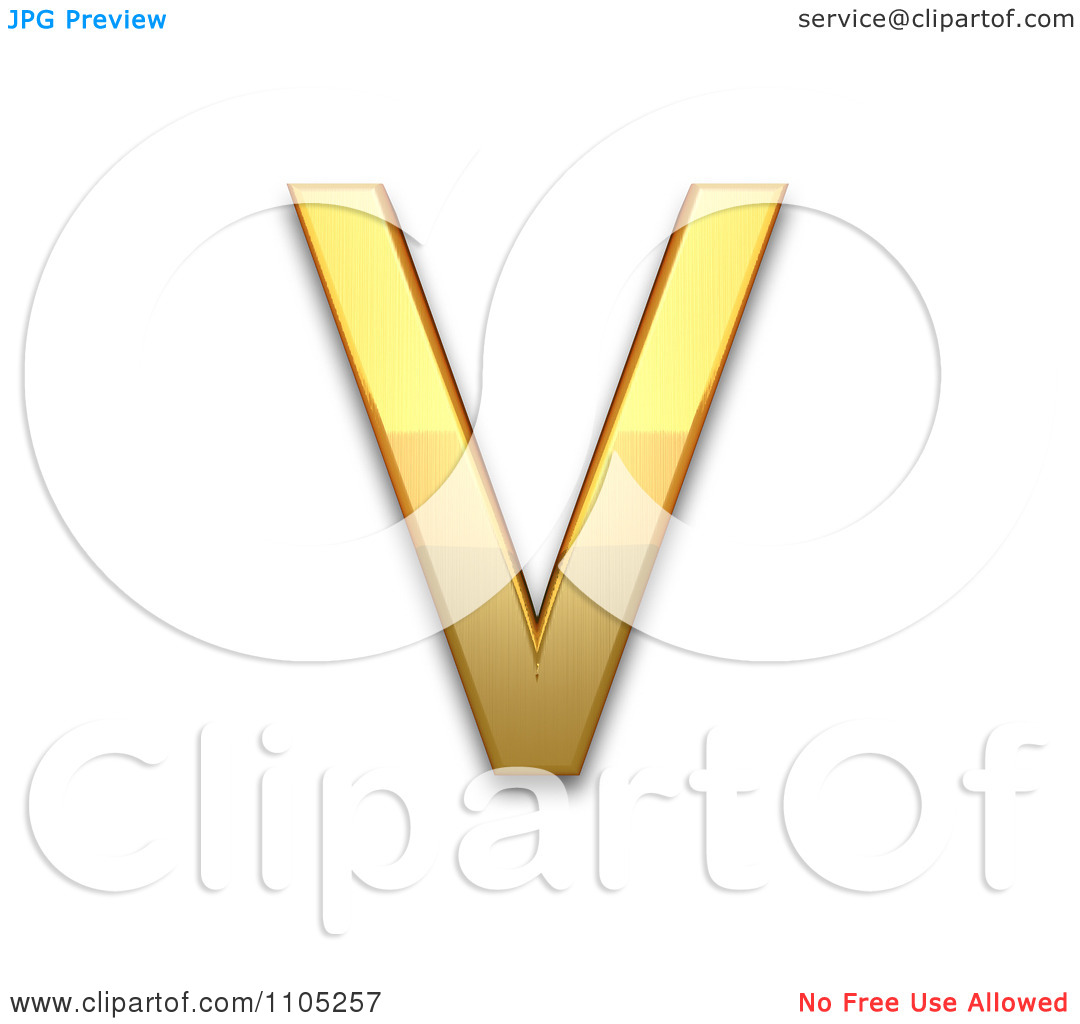 3d Gold Capital Letter V Clipart Royalty Free Vector Illustration By