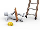 3d Injured Man   Ladder Accident   Clipart Graphic