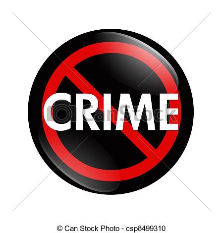 Button With Word Crime Isolated On A White Background No Crime Button
