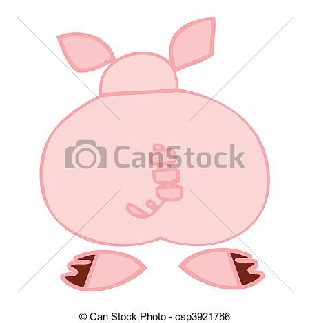 Clip Art Vector Of Funny Pig Back Csp3921786   Search Clipart    