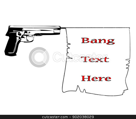     Clipart Hand Gun With Bang Flag With Commercial Banner Ribbon Lorem