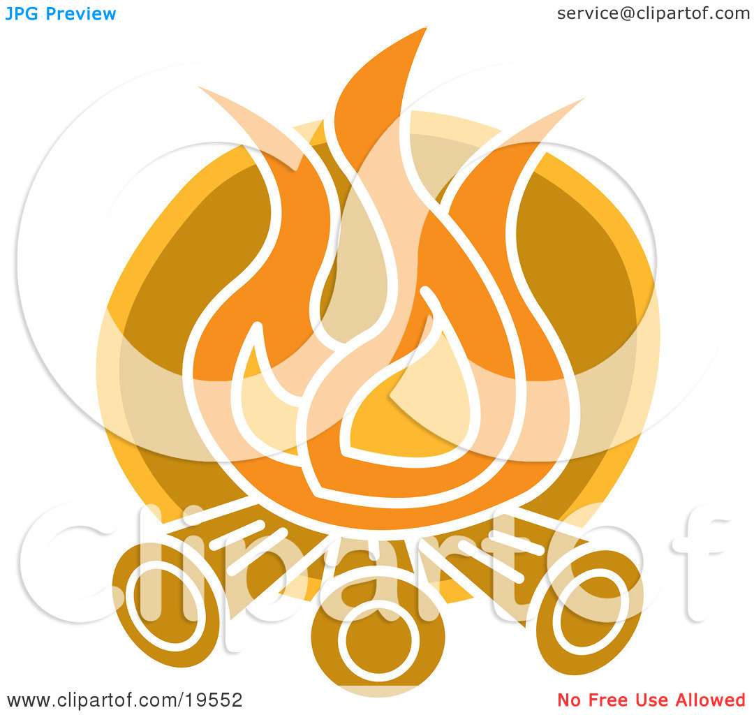 Clipart Illustration Of Flames Burning Logs On A Campfire By Andy