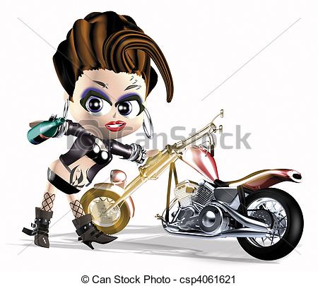 Clipart Of Bad Girl Biker   3d Illustration Bad Girl Biker Csp4061621