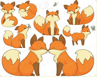 Cute Little Fox Clip Art Set   Pers Onal   Commercial Use    