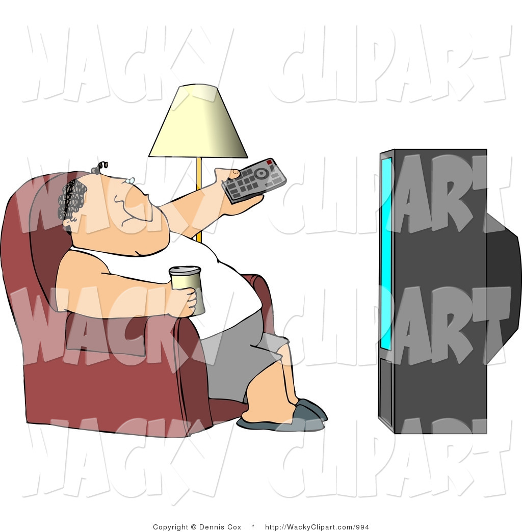 Larger Preview  Clipart Of A Lazy Dude Changing A Tv Channel By Djart