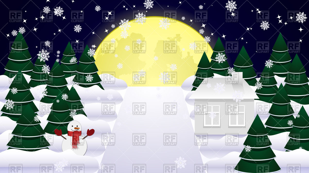 Night Snowfall In Forest   Suburb In Wintertime Download Royalty Free