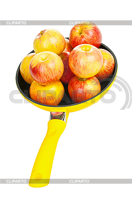Pan Amarillo Con Manzanas Aisladas Sobre Fondo Blanco     S1001