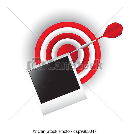 Red Dart With Photo Over White Background  Vector Illustration