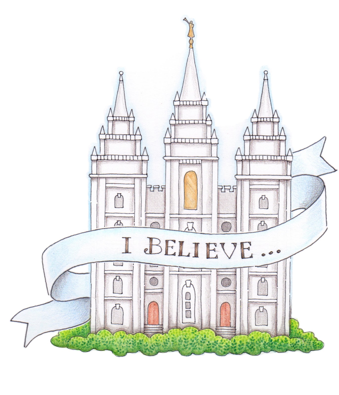 Temple Illustration With I Believe Banner