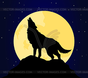 Wolf Heult Den Mond   Vektor Clip Art