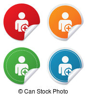 Add User Sign Icon Add Friend Symbol Round Stickers Circle   