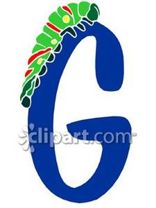 Blue Letter G With A Bug   Royalty Free Clipart Picture