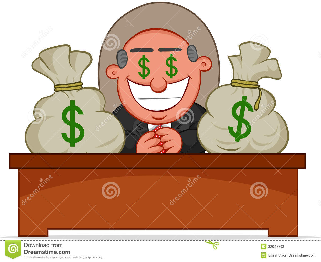 Boss Man Greedy With Money Bags  Stock Photos   Image  32047703