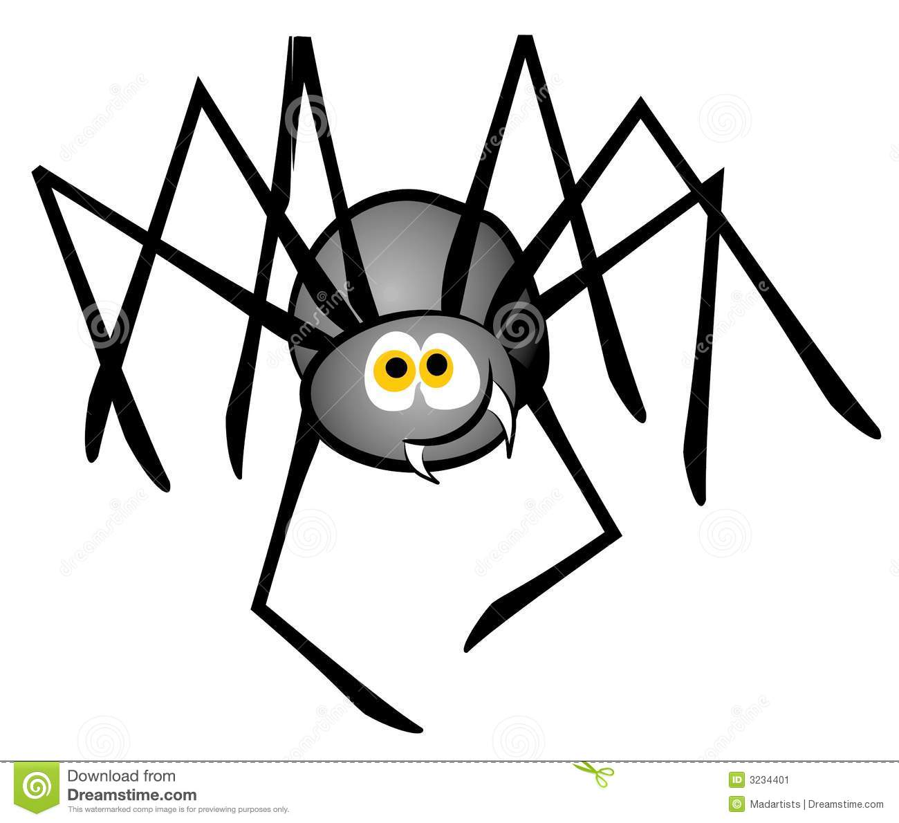 Clip Art Illustration Of A Cartoon Spider In Grey And Black With A