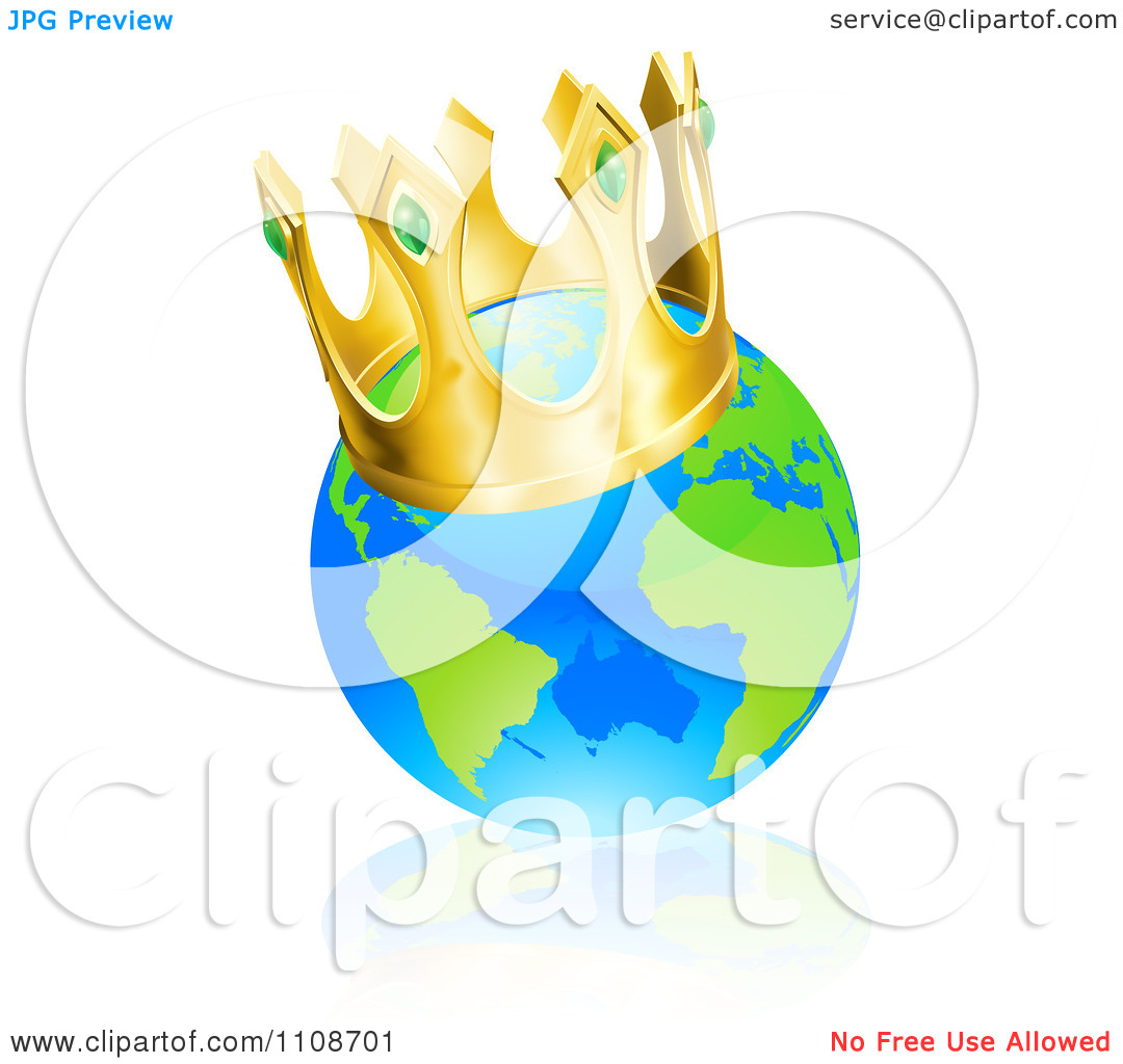Clipart Champion Globe Wearing A Kings Crown   Royalty Free Vector