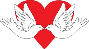     Doves Clipart Image   Kissing Doves Flying In Front Of A Red Heart