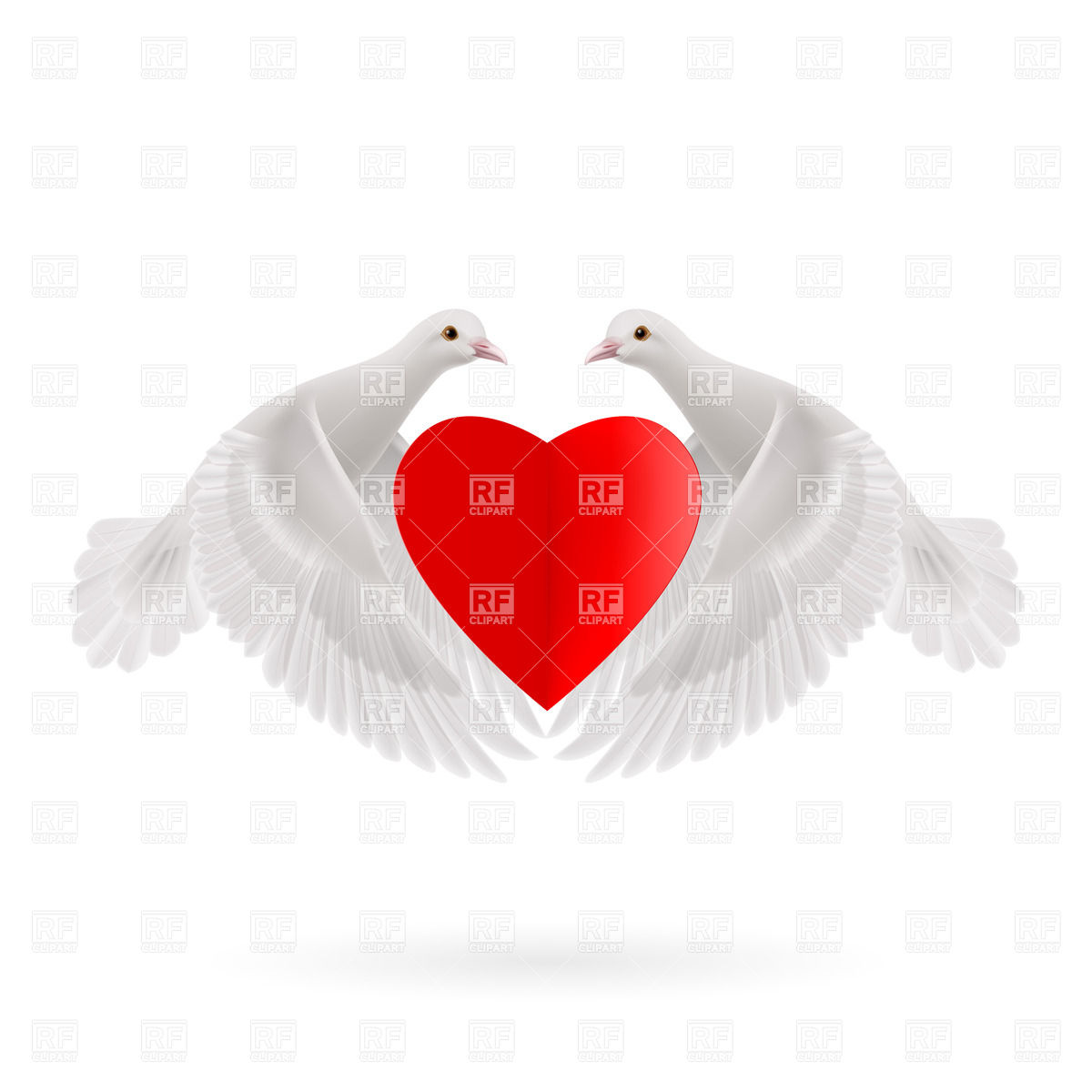 Doves Holds Red Heart In Wings Download Royalty Free Vector Clipart