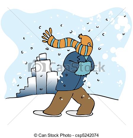 Eps Vector Of Blizzard   An Image Of A Man Walking In A Blizzard    