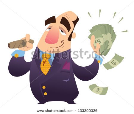 Fat Rich Man In Suit A Happy Cartoon Rich Man