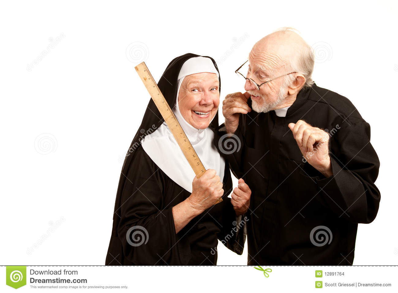 Friendly Priest Admonishes Angry Nun For Using Ruler As A Corporal