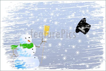 Happy Blizzard Christmas  A Snowman S Hat Is Flying Illustration