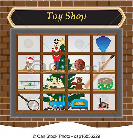 Illustration Of Toy Shop   A Toy Shop Window At Christmas With Toy