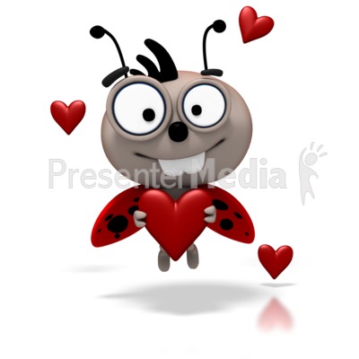 Ladybug   Love Bug Flying Holding Heart Presentation Clipart