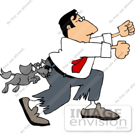 Mean Agressive Little Dog Biting A Man S Butt Clipart    18834 By