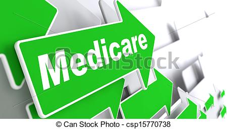 Medicare   Medical Concept  Green Arrow With Medicare Slogan On A
