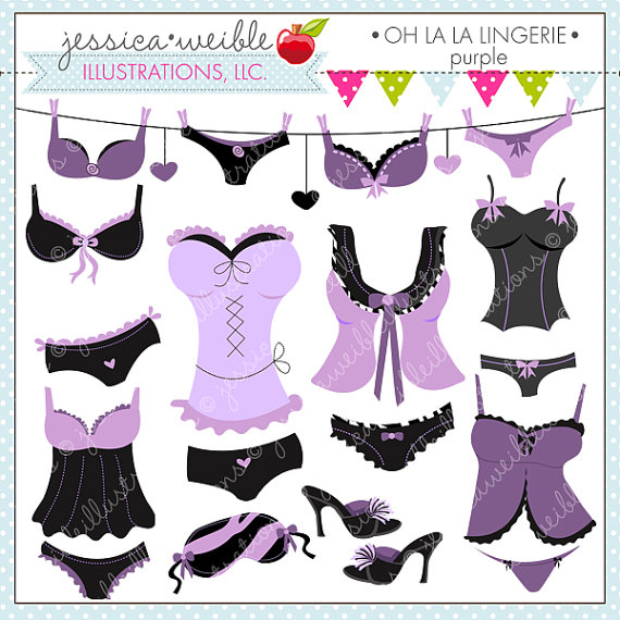 Oh La La Lingerie Purple Digital Clipart For Invitations Card Design