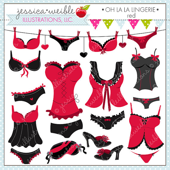 Oh La La Lingerie   Red   Cute Digital Clipart   Commercial Use Ok
