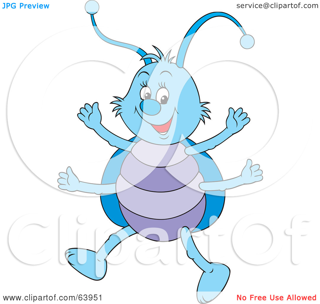 Royalty Free  Rf  Clipart Illustration Of A Happy Walking Blue Bug By