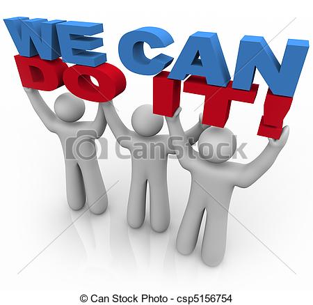Stock Photo Of We Can Do It   3 People Lifting Words   Three People
