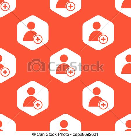 Vector Clipart Of Orange Hexagon Add User Pattern   Image Of User Icon