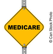 Yellow Road Sign Of Medicare   Illustration Of Yellow