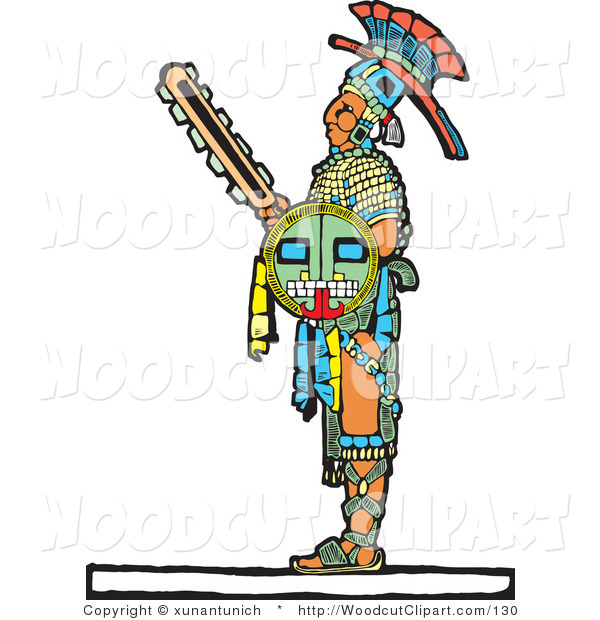 Clip Art Of A Mayan Warrior Woodcut Clip Art Xunantunich