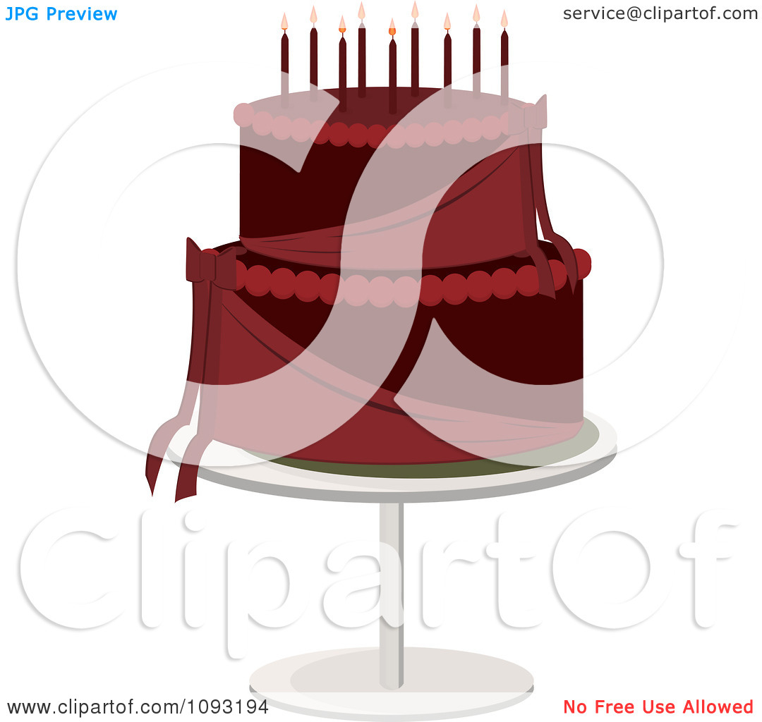 Clipart Layered Dark Red Birthday Cake   Royalty Free Vector