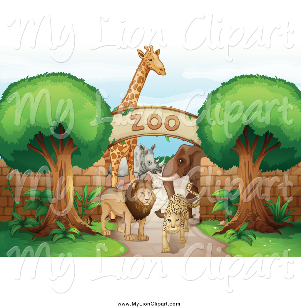 Clipart Of A Lion And Zoo Animals Gathered At An Entrance By Colematt