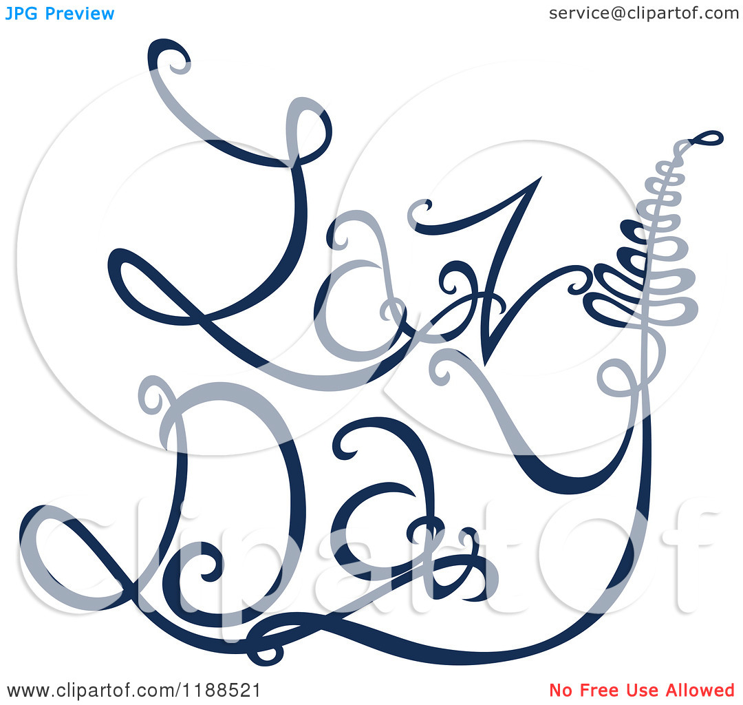 Clipart Of Written Dark Blue Lazy Day   Royalty Free Vector