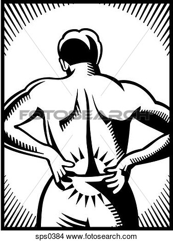 Drawing   A Black And White Illustration Of A Man With Lower Back Pain