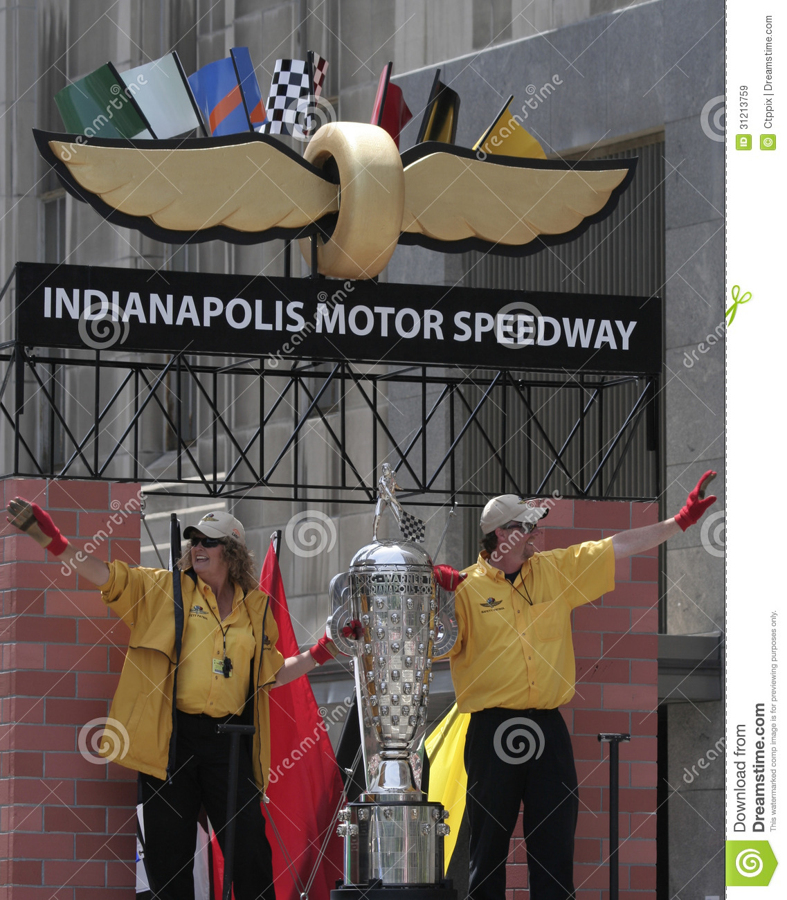 Indy 500 Borg Warner Trophy On Ims Float During Indy 500 Festival