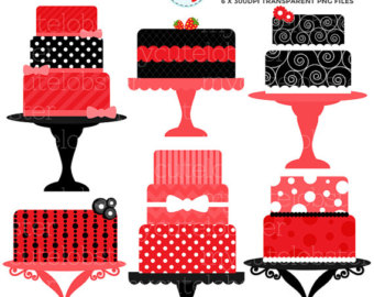 Red And Black Cakes Clipart Set   C Lip Art Set Of Bold Cakes Red