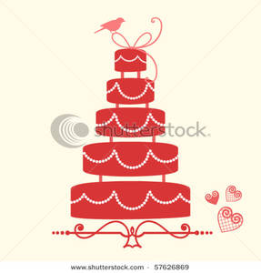 Red Tiered Wedding Cake Clipart Picture