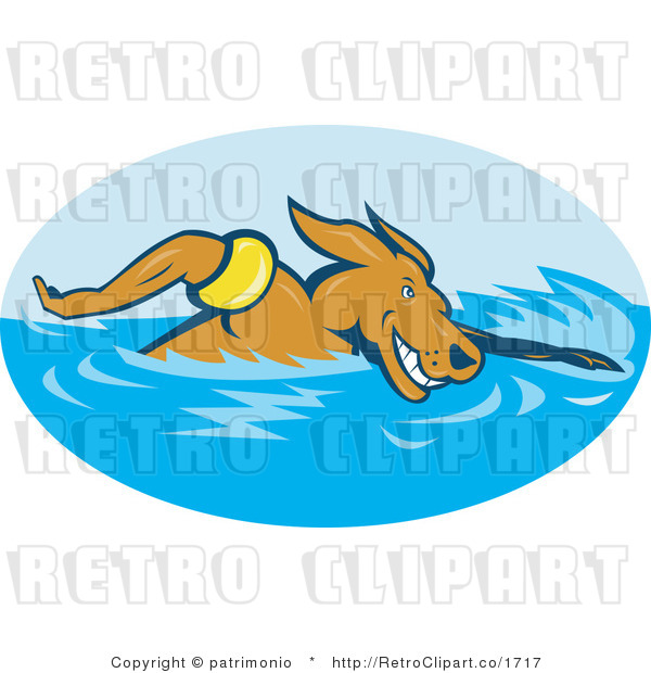 Rf  Retro Clipart Illustration Of Dog Swimming Laps  This Swimming